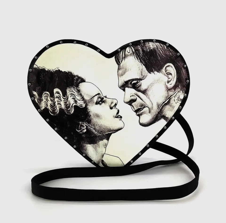 Glow in the Dark Heart Shape Frankenstein and Bride Dual Purse