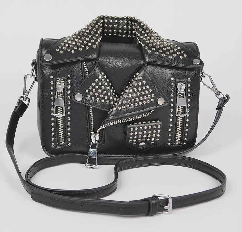 Metal Studded Leather Clutch