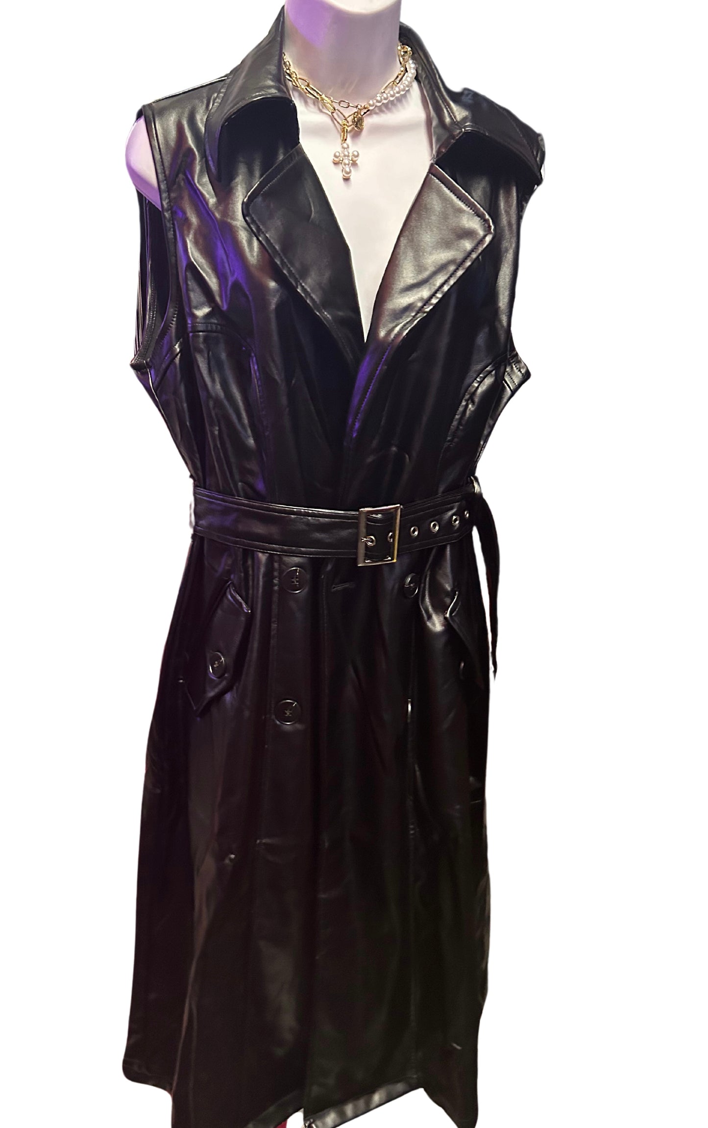 Faux Black Leather Vest