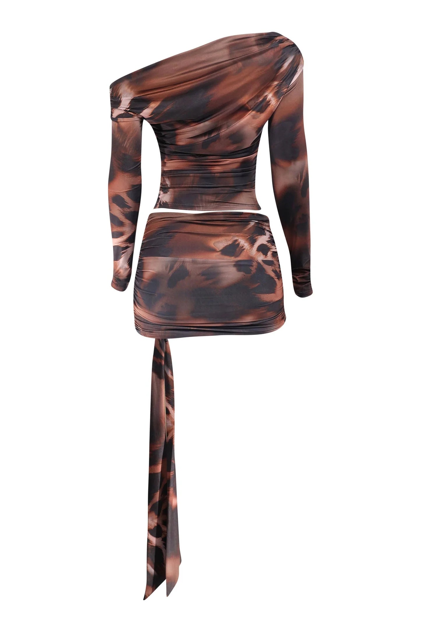 Matching mini skirt set. Crop Top Mini Skirt Ruched Mesh Long Sleeve in Denver, Colorado USA.