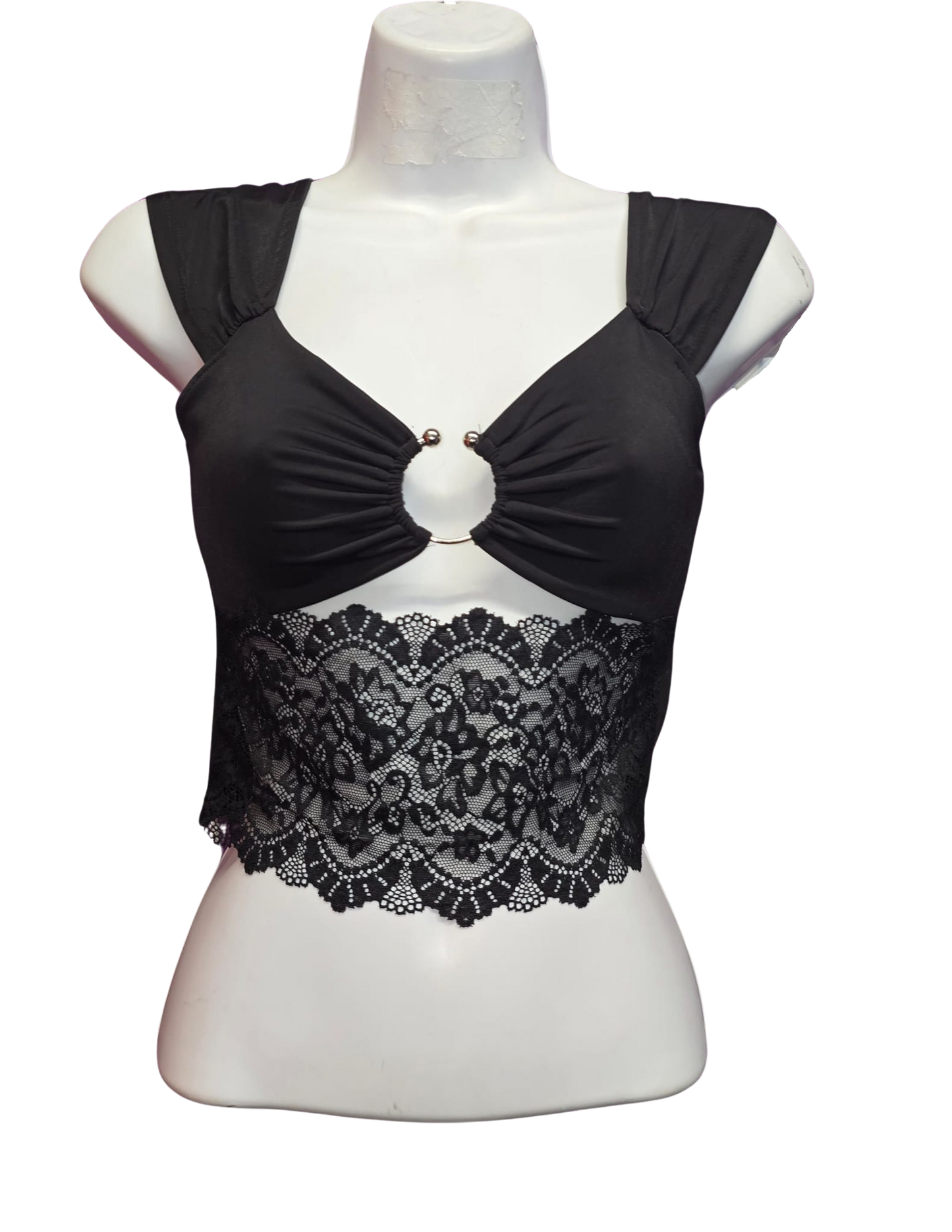 black lace crop top