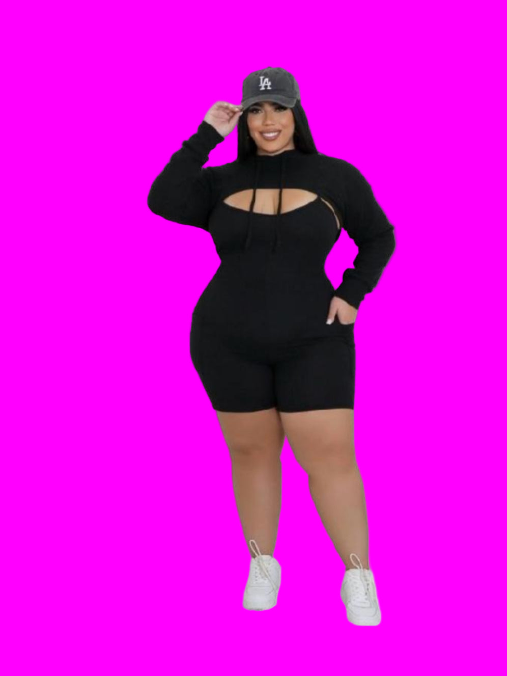 Romper set with hoodie. Plus size