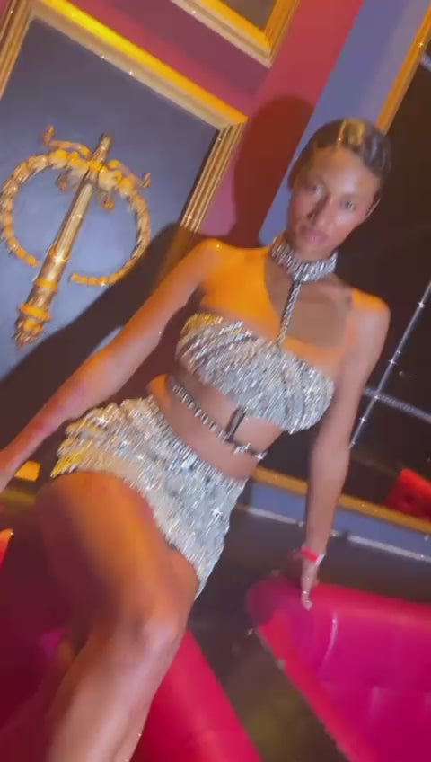 co-wear modeling our rhinestone pieces
